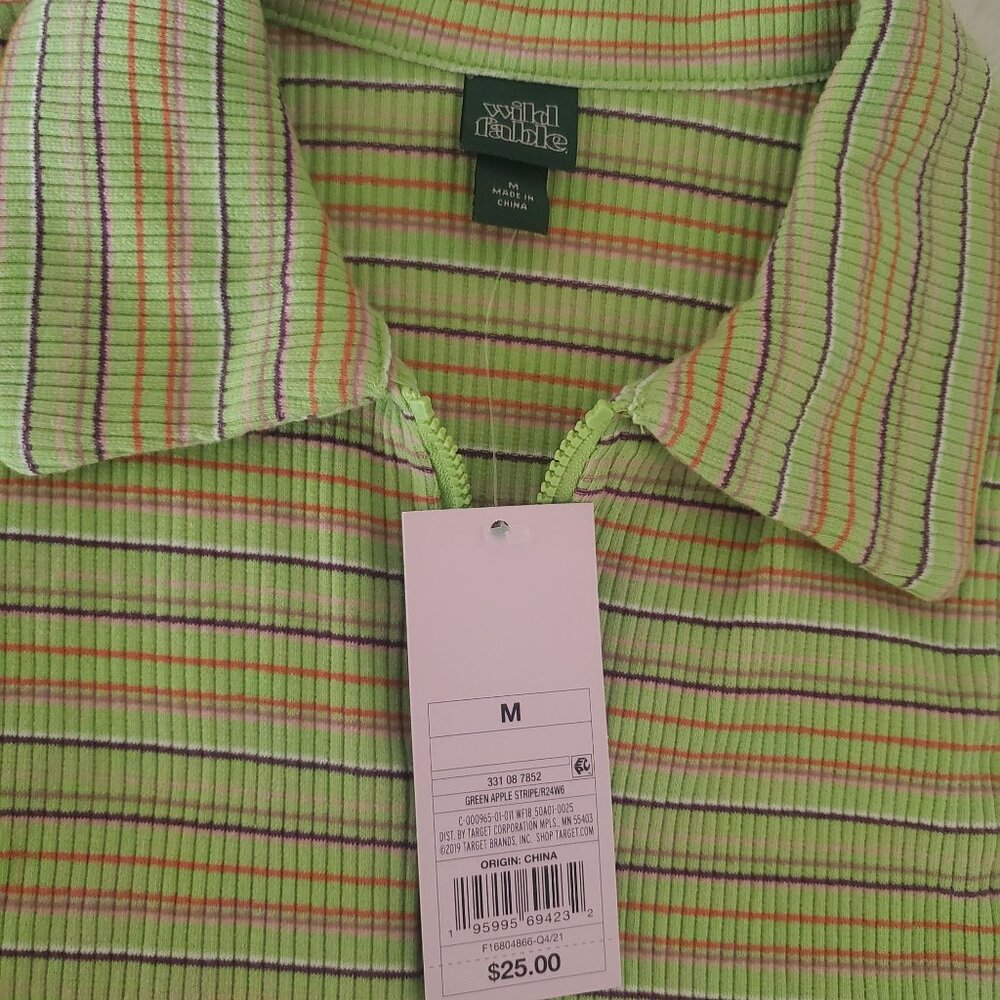 Wild Fable womens‎ mini dress Green color Size medium Stretch striped sleeveless - Picture 6 of 11